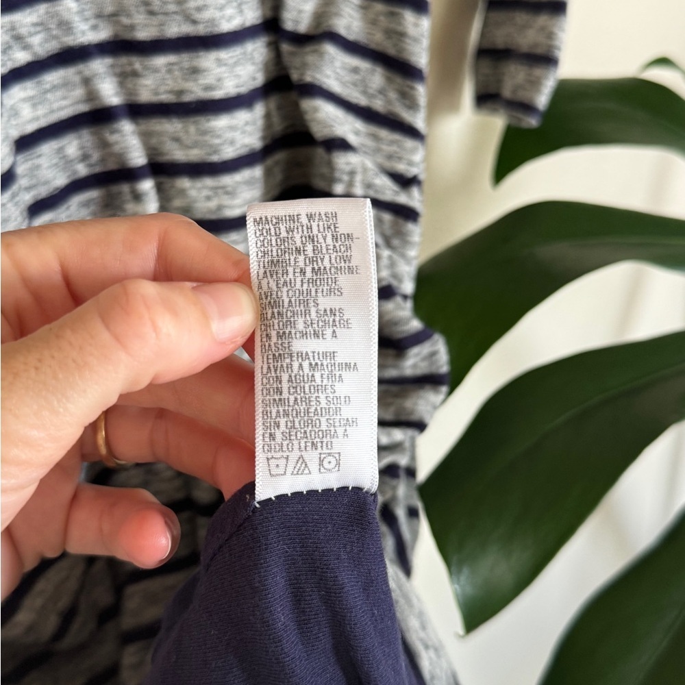 James Perse Ruched Bodycon Dress Size 1 / S Striped Grey Navy EUC - Picture 9 of 11